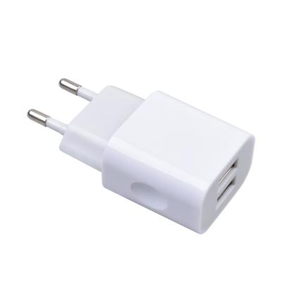 China Shenzhen Factory Price EU USA Plug Dual USB Power Adapter 5V 2A USB Travel Wall Charger For Mobile for sale