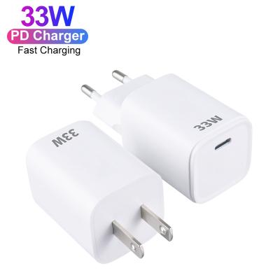 China Mobile Phone 33W GaN Fast Charger USB Type C Mobile Phone Dual Port PD Wall Charger USB A+USB C 33W Mini For Xiaomi MI Redmi for sale