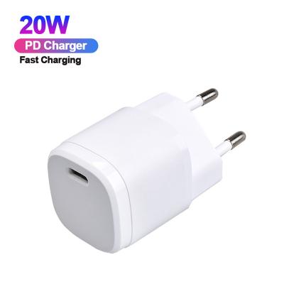 China Palladium 20W EU USA Plug Mini Wall Charger USB Fast Charging Mobile Phone Charger Type C For iPhone 12 Mini Pro Max Mobile Phone Charger for sale