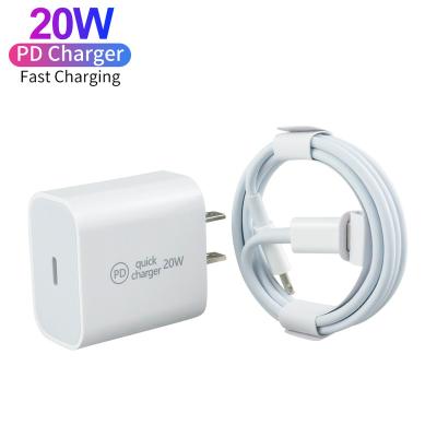 China Wholesale Mobile Phone For Apple 20W USB-C Power Adapter For iPhone 12 13 Pro USB C 20W Palladium Charger And Cable for sale