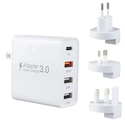 China Wholesale 48W 4 Ports Mobile Phone Shenzhen Factory PD 30W+QC3.0+2.4A USB Type C Wall Charger For iPhone Samsung Mobile Charger for sale