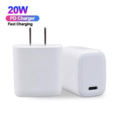 China High Quality Mobile Phone USB C Fast Charger EU US 20 Watts Plug In PD 3.0 20W Wall Charger For Apple iPhone 12 for sale