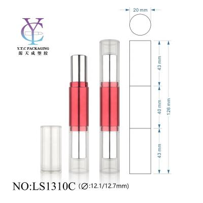 China Cosmetic 2 in 1 Double Finished Lipstick Tube Container Around Logo Plastic Lipstick Packaging Custom Made for sale