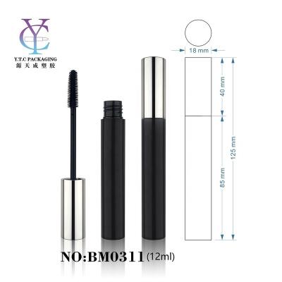 China 12ml Cosmetic Custom Eyelash Mascara Tube Empty Round Plastic Container Packaging With Brush for sale