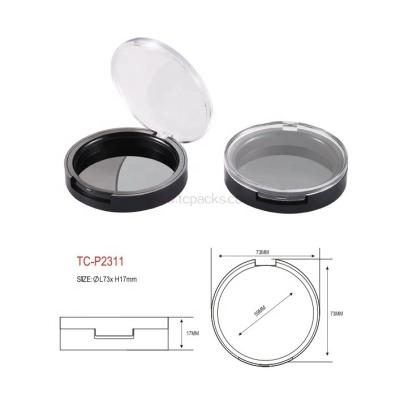 China Recycled Packaging Materials Cosmetic Empty Powder Case Compact Plastic Blush Container With Transparent Lid for sale