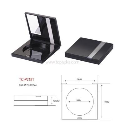 China Recycled Face Powder Cosmetic Materials Packaging Plastic Empty Square Magnetic Compact Case With Mirror for sale