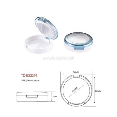 China Recycled Materials Double Layer Plastic Mini Round Air Cushion Base Cosmetic Packaging Empty Powder Case With Mirror for sale