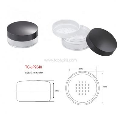 China Cosmetic Make Up Cosmetic Packaging 43g Round Empty Round Loose Powder Jar With Strainer for sale