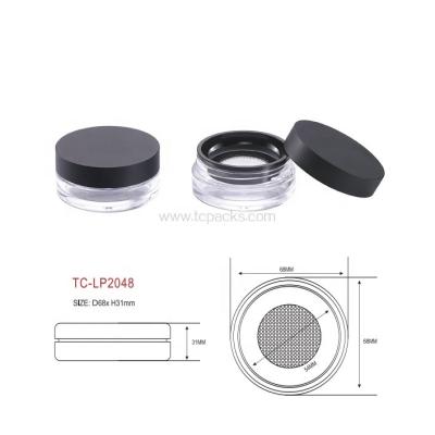 China Cosmetic Make Up 32g Custom Empty Packaging Logo Custom Round Loose Powder Jar With Sifter for sale