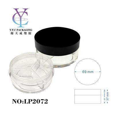 China Wholesale Cosmetic Case 3 Grids Plastic Loose Powder Packaging 44g Loose Powder Jar With Sieve for sale