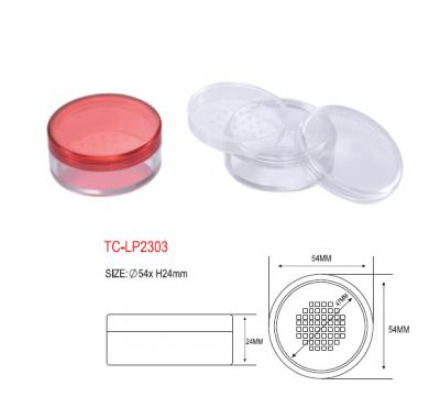 China Custom Logo Round Clear Empty Cosmetic Container Plastic Packaging 13g Loose Powder Jar With Strainer for sale