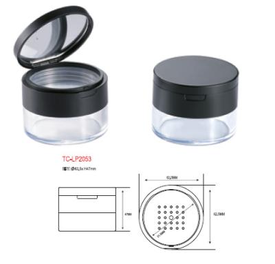 China Cosmetic Packaging 40g Cosmetic Powder Loose Jar With Sieve Around Transparent Loose Powder Container for sale