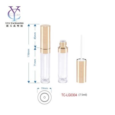 China Eco-friendly 7.5ml cosmetic plastic empty round lip gloss tube packaging customize lip gloss tube containers with brush for sale