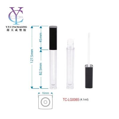 China 4.1ml lip gloss tube custom logo empty cosmetic plastic container cosmetic clear lip gloss tubes packaging for sale