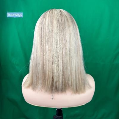 China Salon Straight Caliber Customized Medical Glueless Multidimensional Human Hair Platinum Wig Soft Silicone For Alopecia Patients for sale