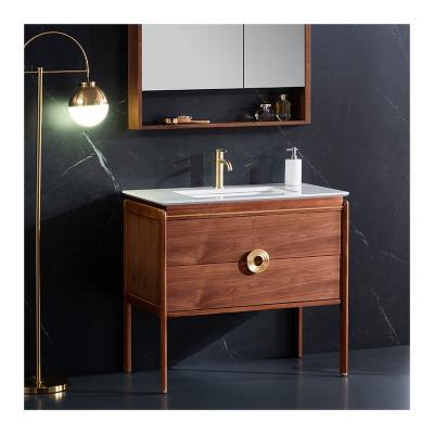 China Modern Design Cabinet Mirrored Bathroom Vanity Customization With Gray Round Sink Price 950mm In Cheap for sale