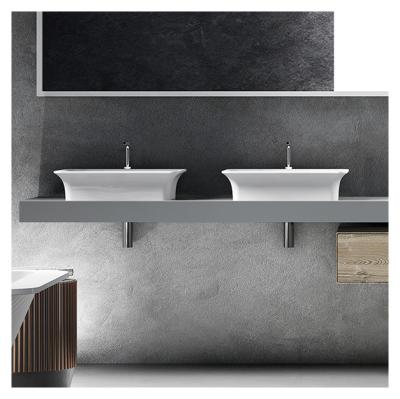 China Modern Artificial Stone Square Sink Matte Bathroom Washbasin Acrylic Lavatory for sale