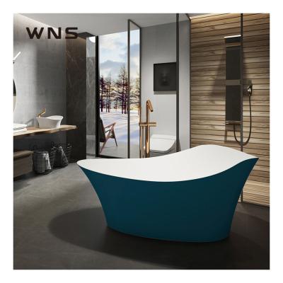 China Freestanding One Piece Casting Artificial Stone Bathtub With Thin Edge Large Size For 2 Person Bathing for sale