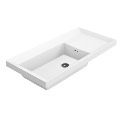 China Modern One Piece Solid Surface Vanity Top For Rectangular Bathroom Vanity for sale