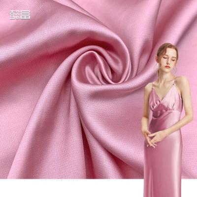 China Sheer Wholesale White Thick Textile Vintage Stocklot Soft Silk Silky Bag Shimmer Polyester Sleepwear Roll Poly Brocade Satin Fabric for sale