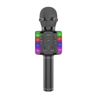 China Sound Lights Portable Handheld Led Karaoke Microphone USB Wireless Recreation Mike Perfect For Kids Singing Mic for sale