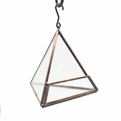 China New Antique Brass Geometric Mini Greenhouse Glass Hanging Vintage Air Plant Classic/Postmodern DIY Wedding for sale