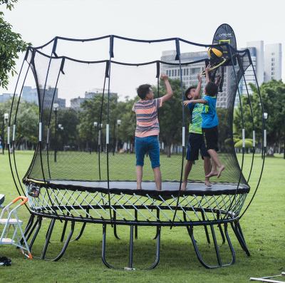 China With Protective Net Outdoor Backyard Soft Edge Trampoline For Toddler Kids Free Jumping Trampoline With Fence Leader Basketball Hoop for sale