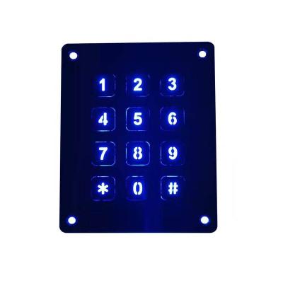 China Access control equipment waterproof 304 backlight outdoor deadbolt keypad customized by 12 key stainless steel 3X4 die for sale