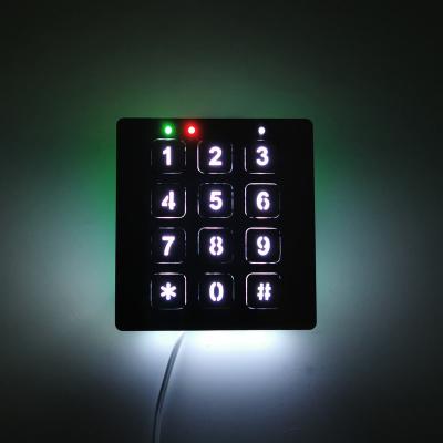 China 3X4 12 Key System 3X4 12 Key Backlight Stainless Waterproof Matrix Access Control Door Access Control LED Metal Numeric Keypad for sale