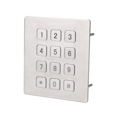 China Access Control Equipment 12 Key Matrix Stainless Steel Number Metal Access Control System Waterproof Keypad for sale