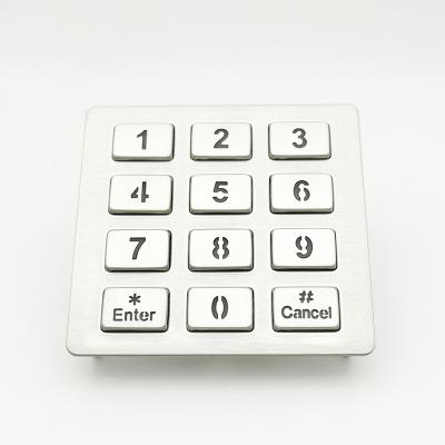 China Waterproof Dust-resistance 4X3 USB LED Backlit Stainless Steel Metal Door Access Control Numeric Keypad for sale