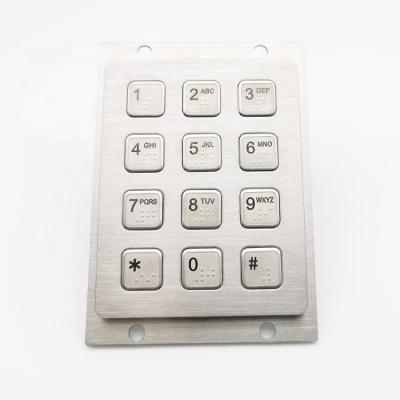 China Durable Custom 12 Key Die Waterproof Stainless Metal Braille Keypad For Blind People for sale