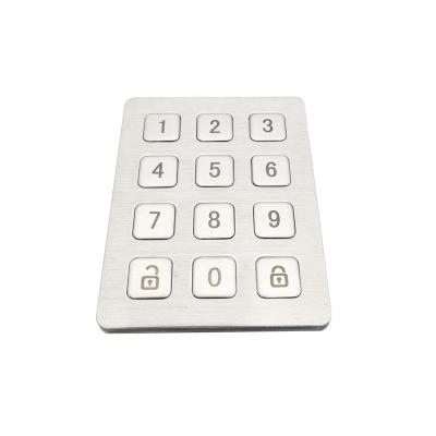 China Household Waterproof Dustproof 304 Appliance 3*4 Stainless Steel Die Access Metal Number Keypad for sale