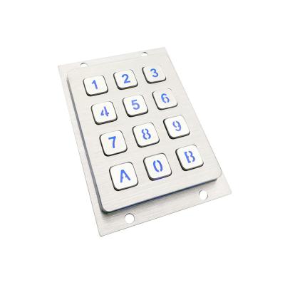 China Vandal Proof Customized LED Kiosk LED Keypad 12 Key ip65 Durable Backlight 4x3 Metal Matrix Keypad for sale