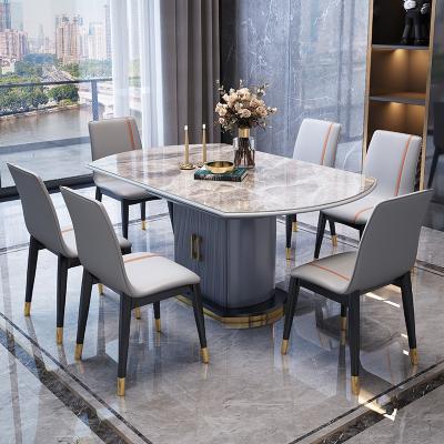 China Villa Style Room Household Marble Extendable Modern Dining Table for sale