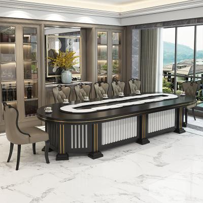 China Hotel Traditional Meeting Oval Dining Table Set Luxury Marble Dining Table for sale