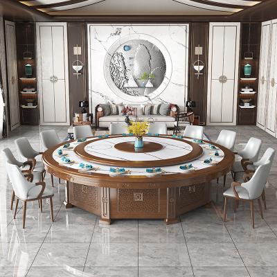 China Hotel Dining Table Large Electric Adjustable Round Table Commercial Banquet Solid Wood(Other) for sale