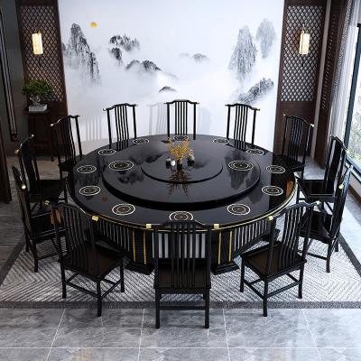 China Chinese style solid wood electric dining table round table (the other) hotel adjustable large new for sale