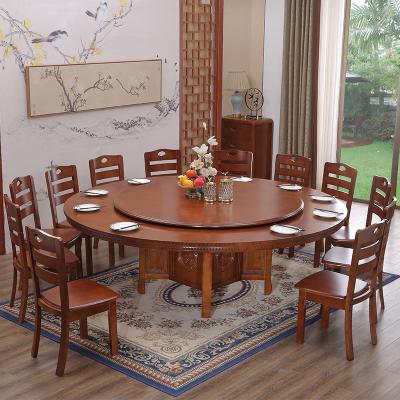 China Extendable Round Dining Table And Chair Combination 8 Seat Hotel Solid Wood Rotating Dining Table for sale