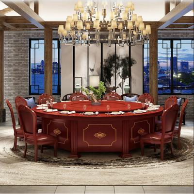 China Modern Wood Hotel Dining Table Chair And Tables Set Solid Wood Revolving Electric 1.6M 8 Seat for sale