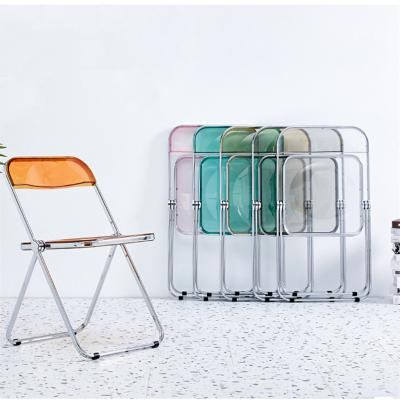 China Foldable Folding Chair Modern Transparent Acrylic Plastic Chairs Dining Chair With Metal for sale