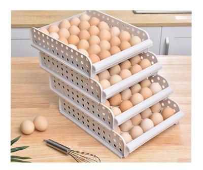 China 30 Racks Kitchen Sustainable Refrigerator Stackable Egg Storage Box Container for sale