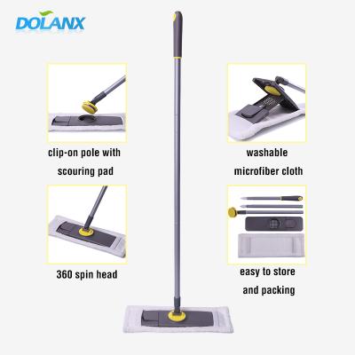 China Section Sustainable Microfiber Flat Mop With Foldable Plastic Head for sale