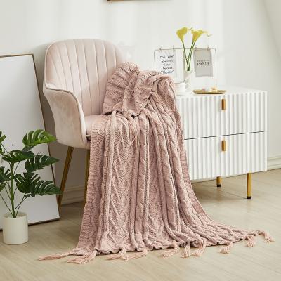 China Amazon Hot Selling Portable Kids Organic Cotton Cable Knit Luxury Baby Throw Blanket for sale