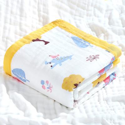 China Wholesale PORTABLE Super Soft For Newborns Babycare Gauze Lovely Printed 6 Layer Baby Blanket for sale