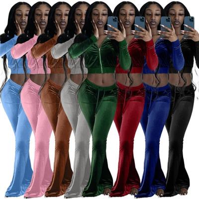 China 2021 QUICK DRY Women's Jogging Velor Velor Jogging Two Piece Set Tracksuit Women Overalls Suit For Women Two 2 Piece Pants Set for sale