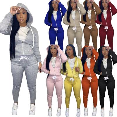 China Custom Logo Women's Autumn Clothing Drawstring Hoodie Sweatpants Breathable Set Solid Jogger Hooded Sweatsuit for sale