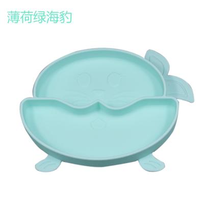 China New Design Modern Baby Food Grade Custom Flat Silicone Baby Suction Bowl Baby Feeding Bowl for sale