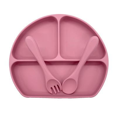 China Modern Non Slip Food Grade Silicone Suction Dish Divided For Toddler Kids Baby Suction Dish for sale