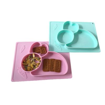 China Modern Kids Square Mat Tray Toddlers Dinner Divided Food Round Dish Set Suction Silicone Baby Dish for sale